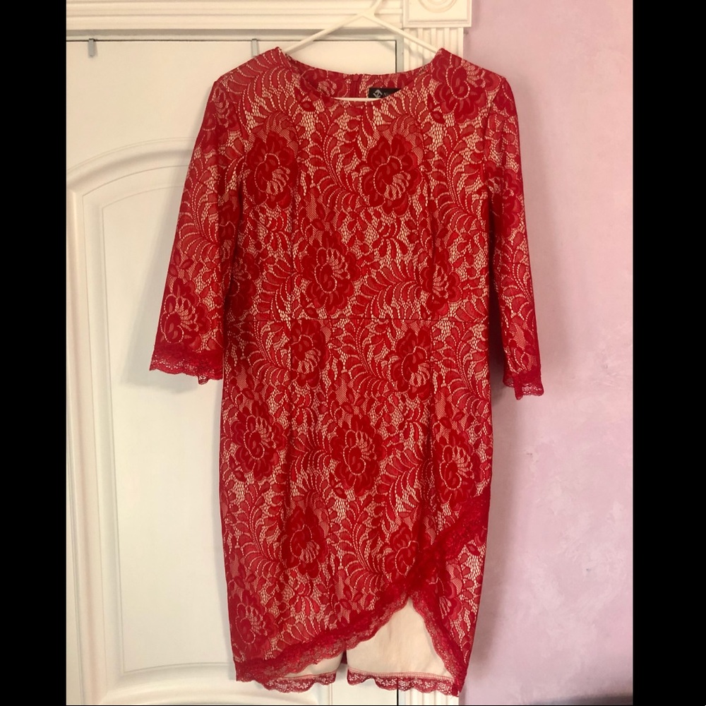 NEW Red Lace Slit Dress